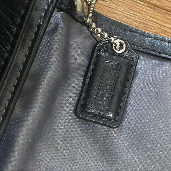 Coach Black Woven Leather Wristlet with Silver Accents - Picture 3 of 4